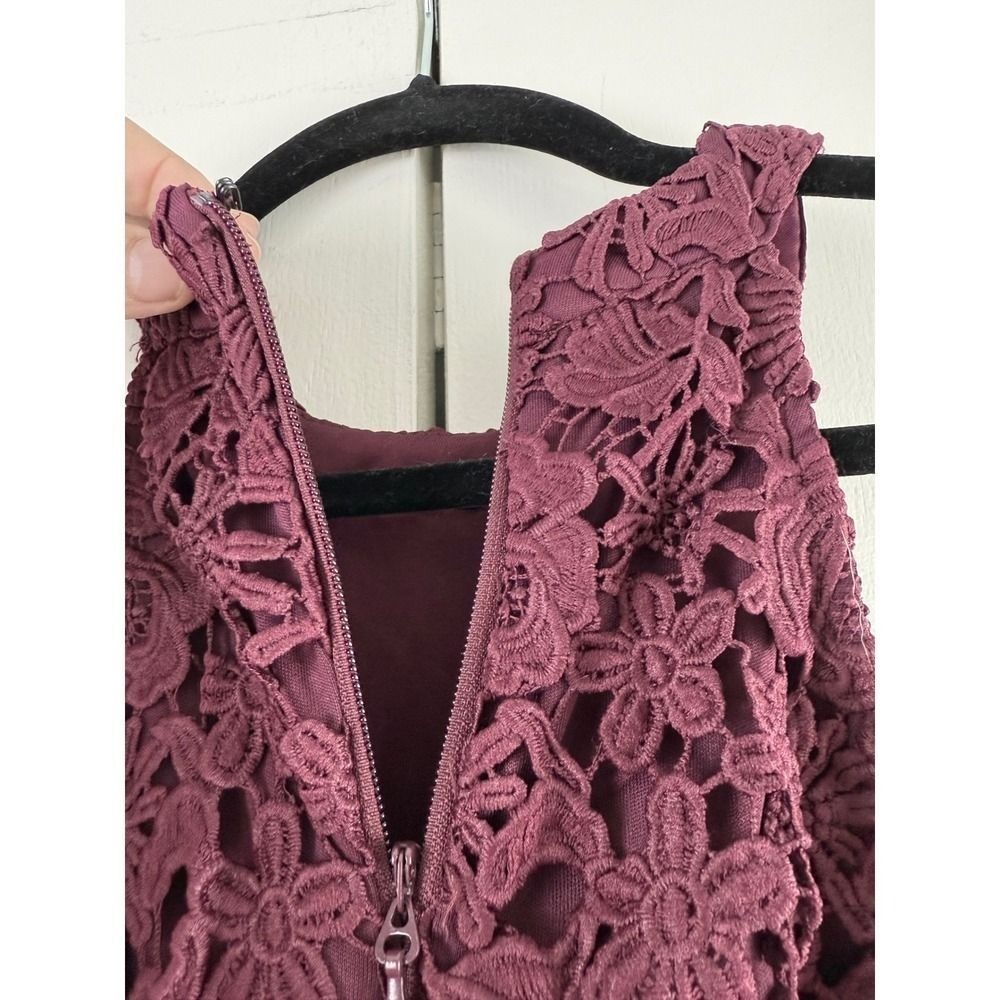 Lulus Love Poem Burgundy Crochet Lace Halter Dress Mini Romancore NWT Small - Picture 4 of 10